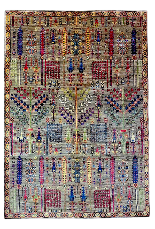Tapis Bakshaish pour salon 240x170 en laine fond marron noué