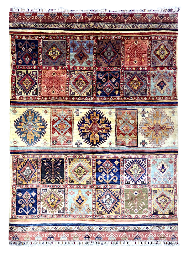 Tapis bakhtiari - shawal arijana 206x153 multicolore en laine noué à la main
