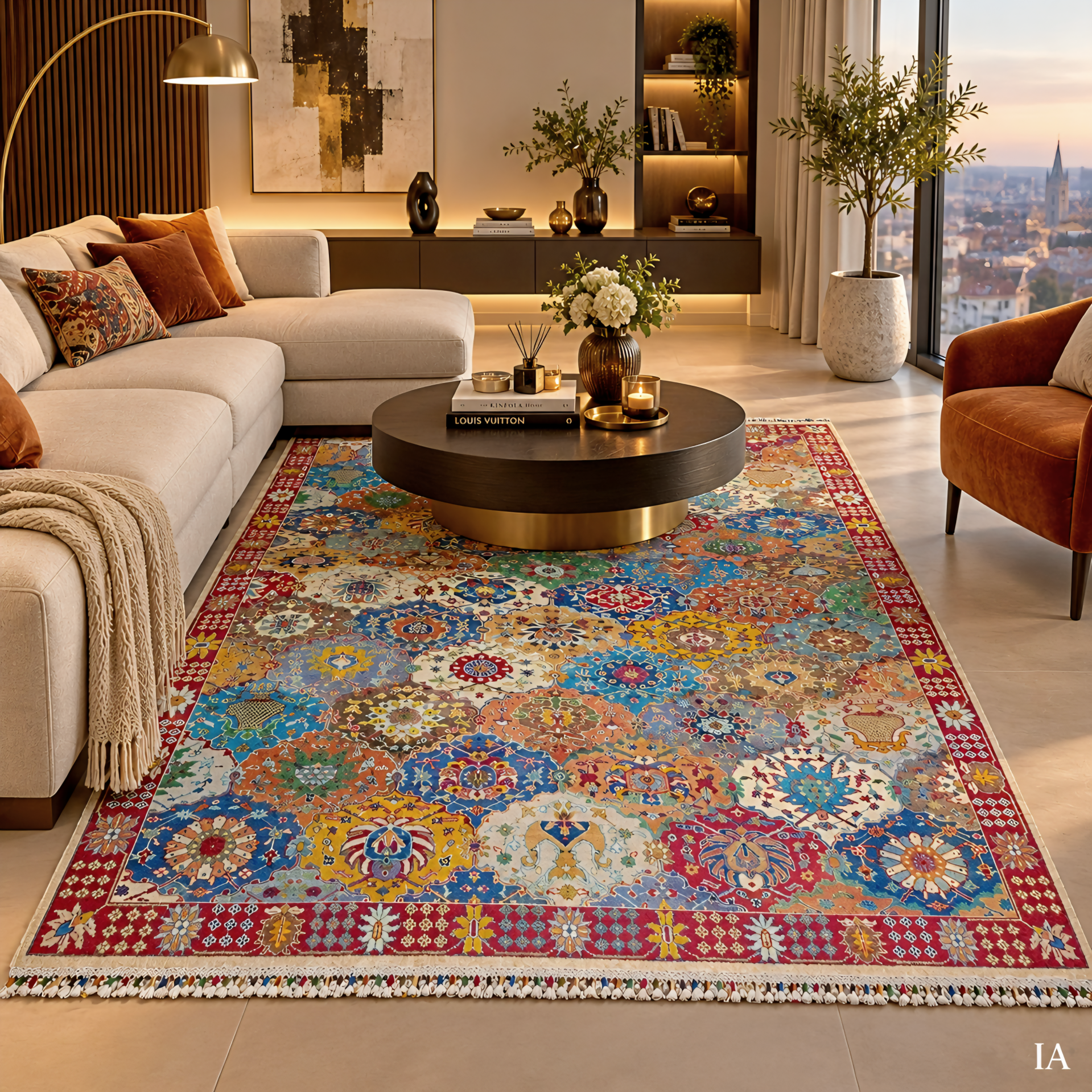 Tapis Persan Style khesti H297xL206Cm Multicolore – Fait Main, Laine de Haute Qualité