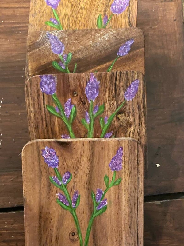Acaciahouten Onderzetters Handgeschilderd Lavendel (Kopie)