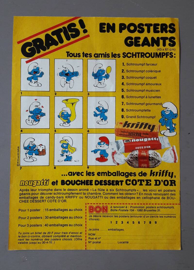 Kriffy en posters géantes Schtroumpfs