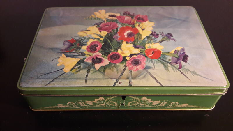 veelkleurige bloemen groene rand