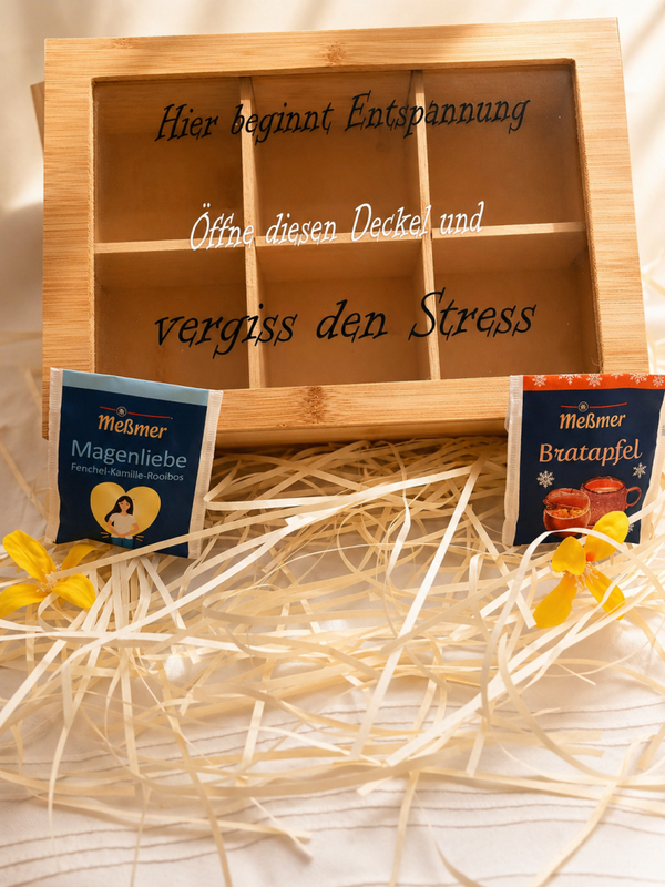 Individuelle Teebox mit Gravur – perfektes Geschenk für Entspannung