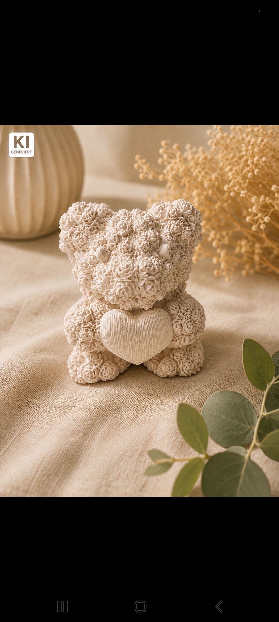🧸 Handgegossener Rosen-Teddy mit Herz