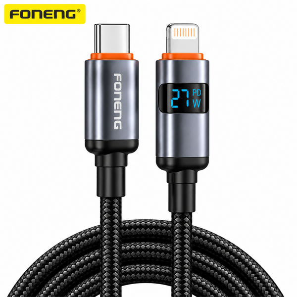 Câble USB-C vers Lightning avec affichage LED 27w