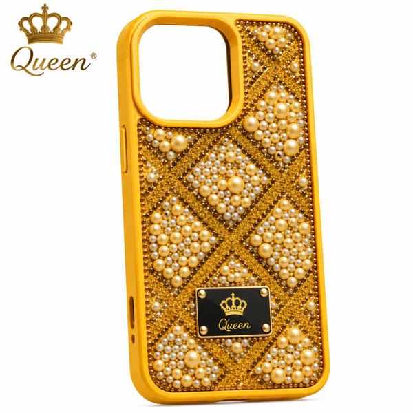 Coque de protection élégante avec perles dorées