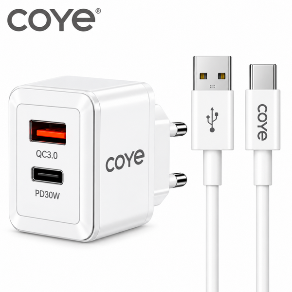 Pack chargeur 30W + câble USB-A vers USB-C