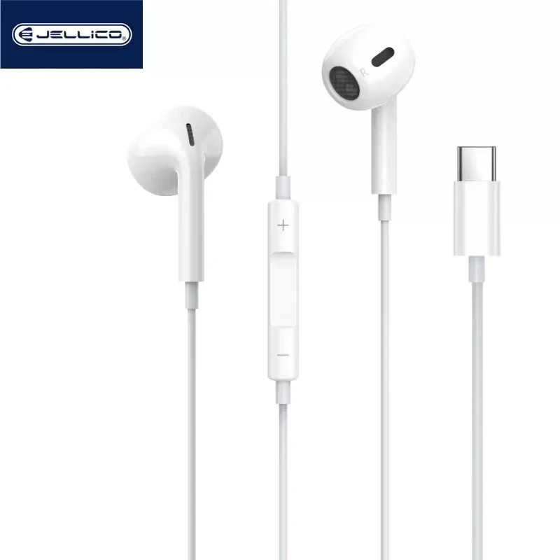 Kit pieton intra-auriculaire (USB-C/Type C) avec micro JELLICO X14 blanc