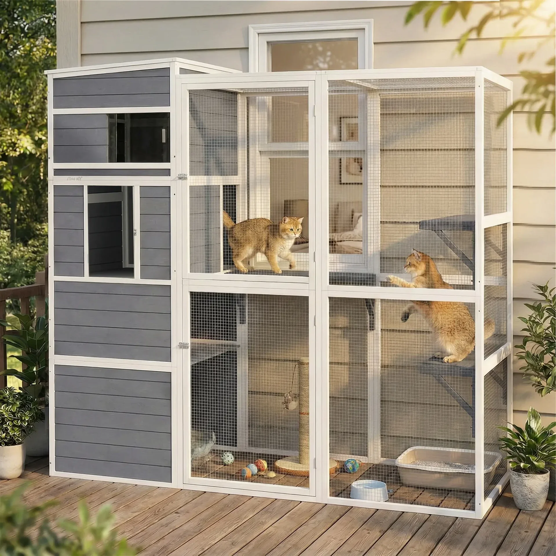 PawHut Outdoor Kattenren & Catio met Klimplatforms – 191 cm 🌿🐱