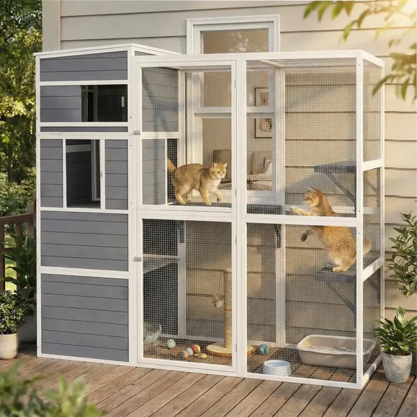 PawHut Outdoor Kattenren & Catio met Klimplatforms – 191 cm 🌿🐱