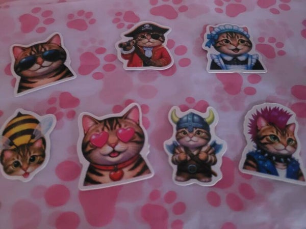 Poezenliefde Gekke Katten Sticker set  (5stuks)