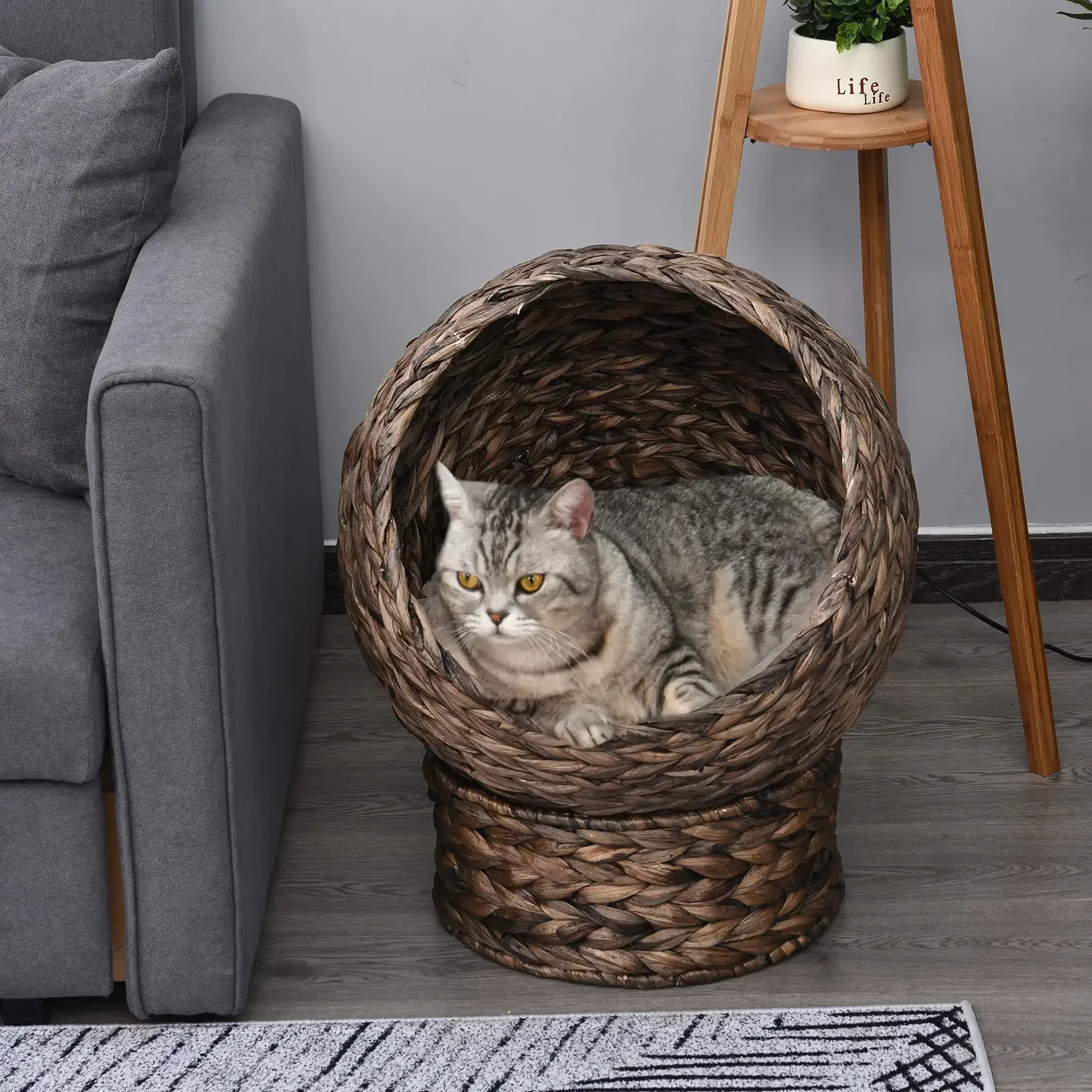 PawHut Waterhyacint Kattenstoel – natuurlijke verhoogde rustplek 🌿🐱