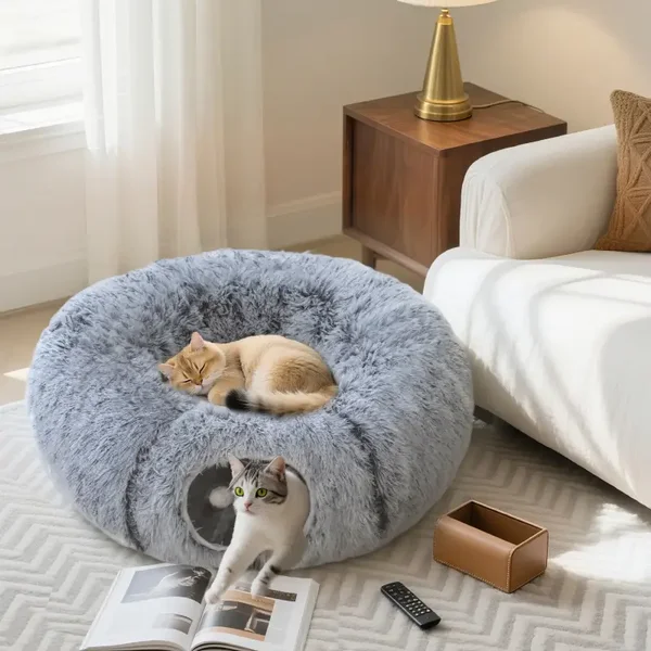 PawHut 3-in-1 Pluche Kattentunnel & Bed – spelen, verstoppen én slapen 🐱💤
