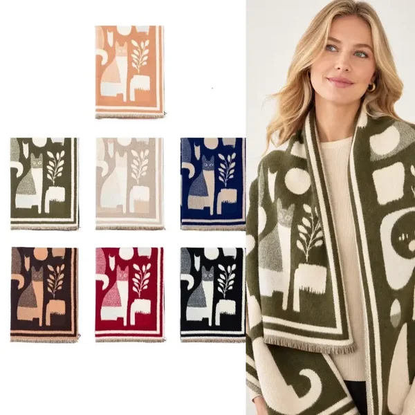 Sjaal met kattenmotief – zacht & warm