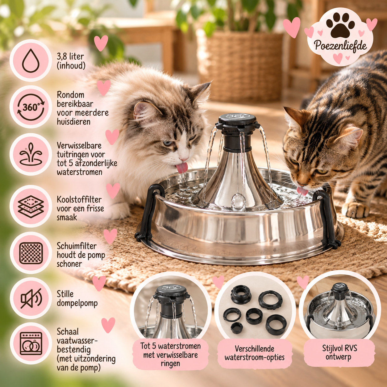 PetSafe Drinkwell® 360 RVS Drinkfontein – 3,8 liter
