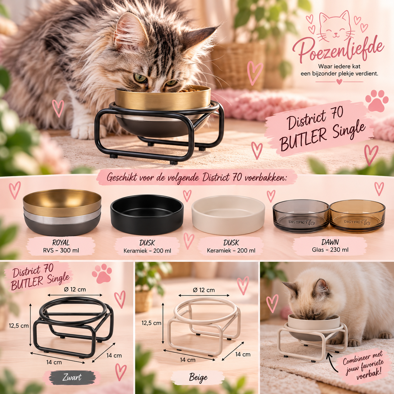 District 70 BUTLER Single Voerbakstandaard voor Katten