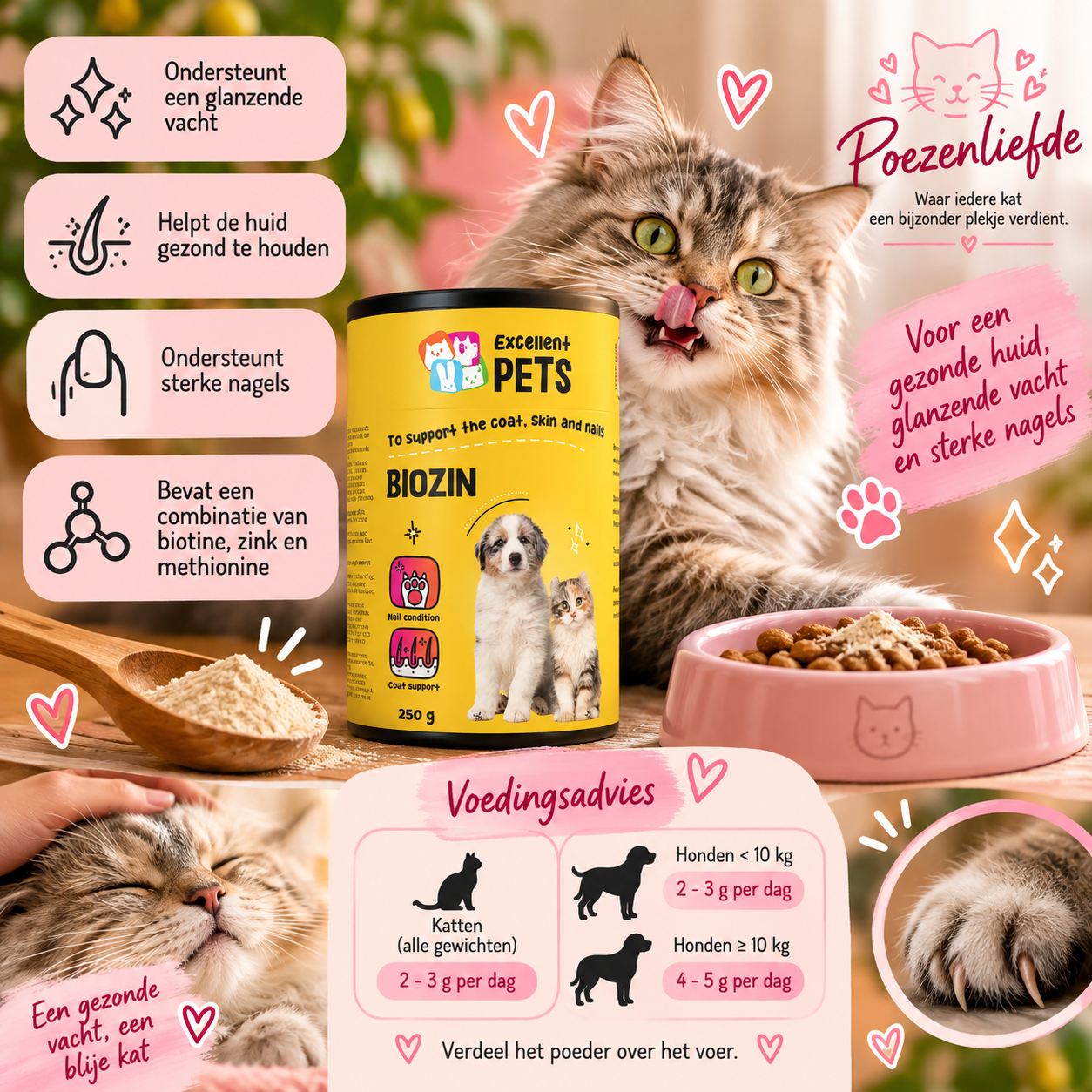 Excellent Pets Biozin – Huid & Vacht 250 g