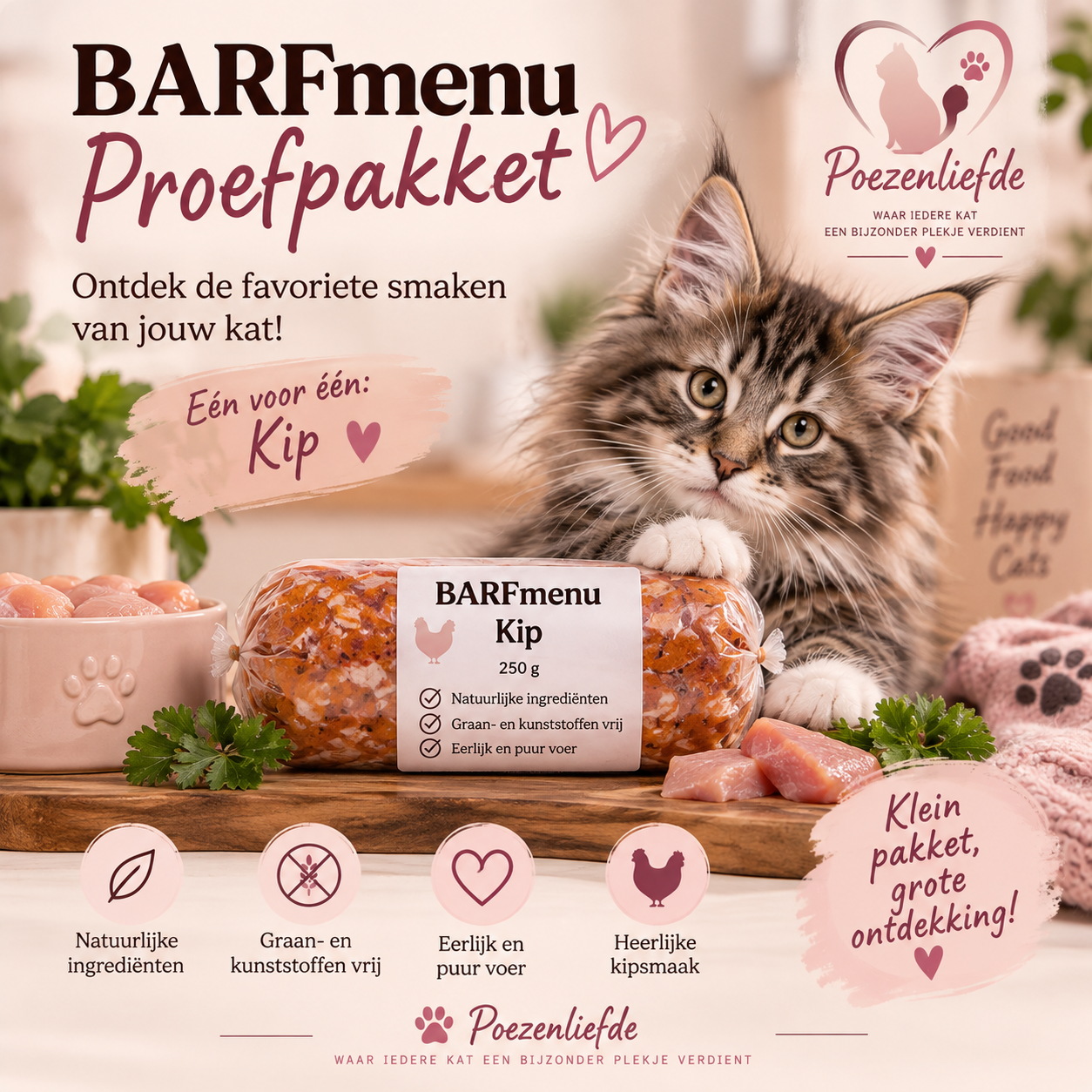 BARFmenu Proefpakket Kat – 5 smaken | 5 × 250 g