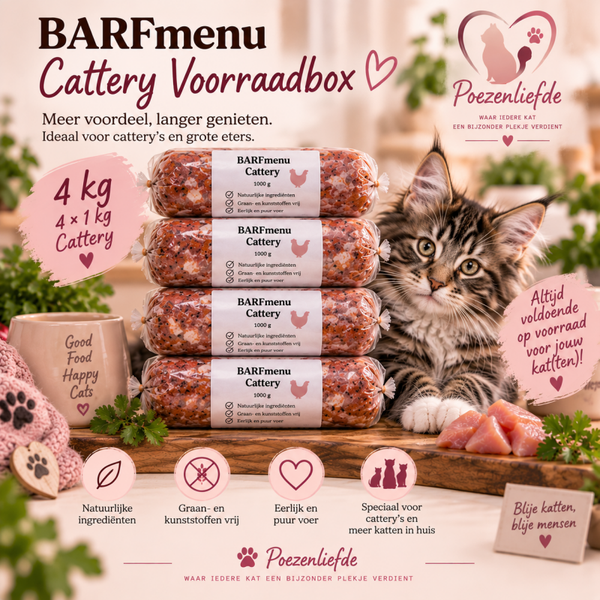 BARFmenu Cattery Voorraadbox Kat – 4 × 1 kg