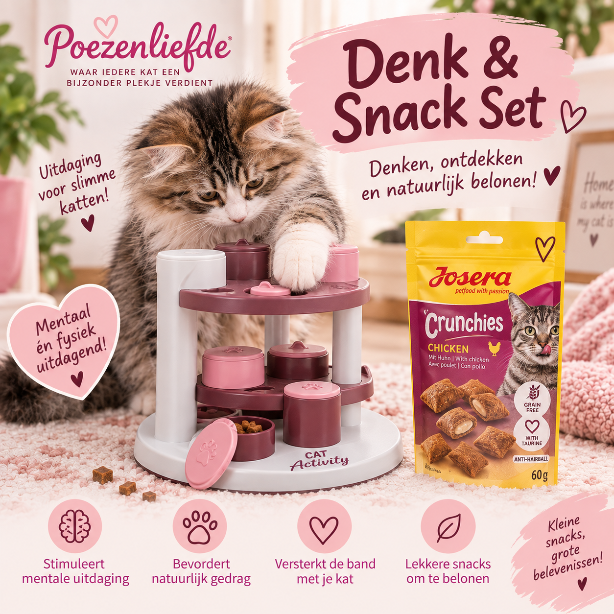 Poezenliefde Denk & Snack Set 🧠🐱
