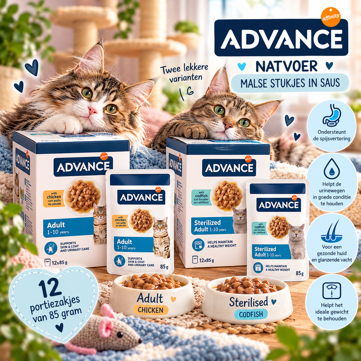 Advance Natvoer – Adult Chicken & Sterilised Codfish 🐾