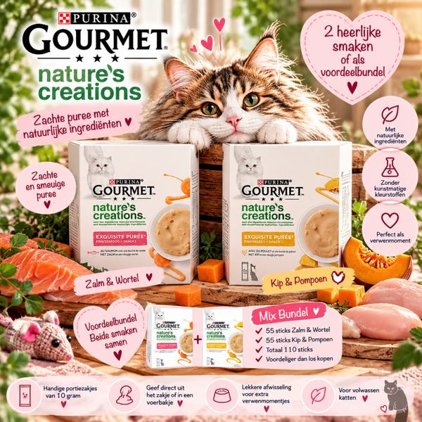 Gourmet Nature’s Creations Puree – Kip, Zalm & Voordeelbundel 🐾
