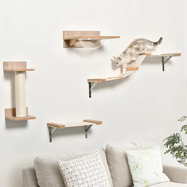 PawHut 4-delige Katten Klimwand – met transparante ligschaal & hangmat 🐾