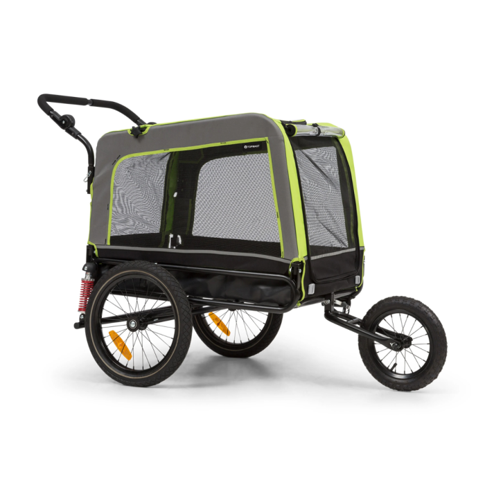 🐾 Topmast FOCUS 2-in-1 Huisdierenbuggy & Fietskar 240L – Groen & Blauw