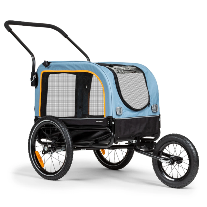 🐾 Topmast VARIO 2-in-1 Huisdierenbuggy & Fietskar – Groen/Zwart & Blauw/Zwart