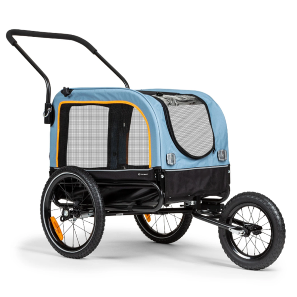 🐾 Topmast VARIO 2-in-1 Huisdierenbuggy & Fietskar – Groen/Zwart & Blauw/Zwart
