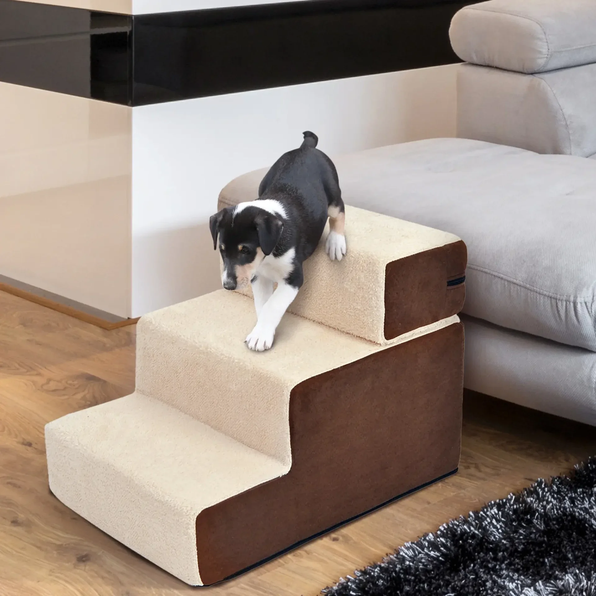 PawHut Zachte Kattentrap 2-in-1 – Beige