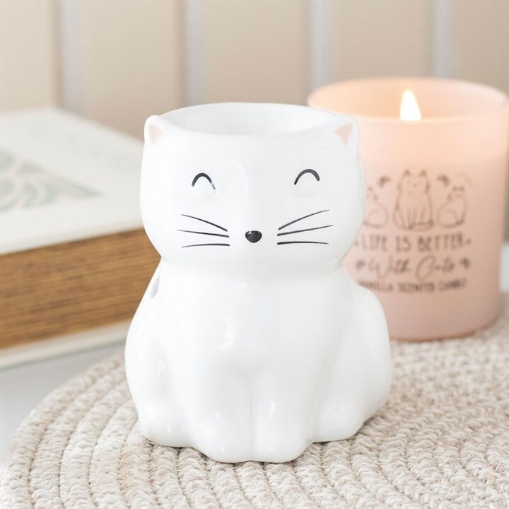 Witte Happy Cat-oliebrander