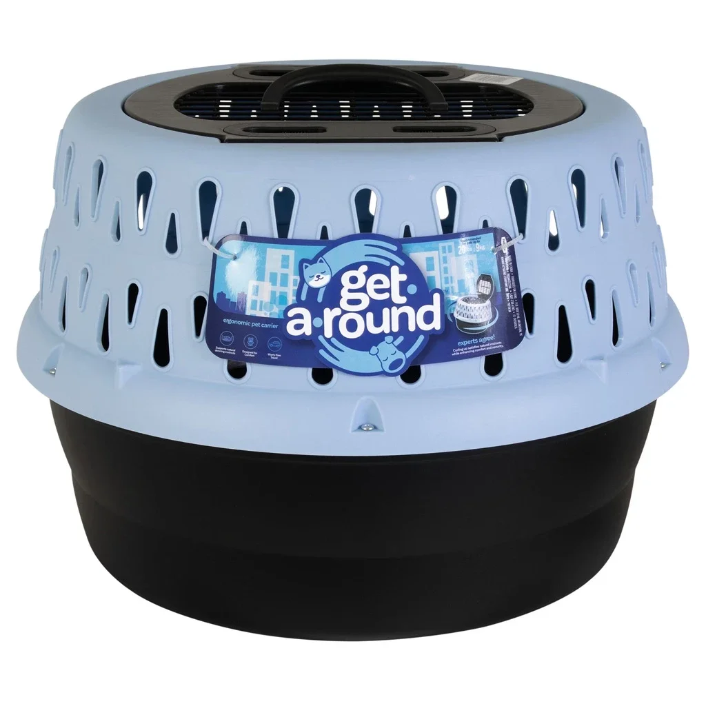 🐾 Petmate Get-A-Round Ronde Reismand voor Katten – Blauw