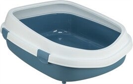 🐾 Trixie Primo XXL Kattenbak met Rand – Grijs/Wit & Blauw/Wit