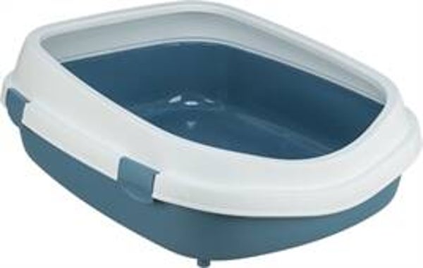 🐾 Trixie Primo XXL Kattenbak met Rand – Grijs/Wit & Blauw/Wit