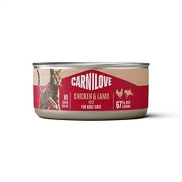 Carnilove Kip & Lam Paté – Natvoer voor volwassen katten – 12 × 100 g