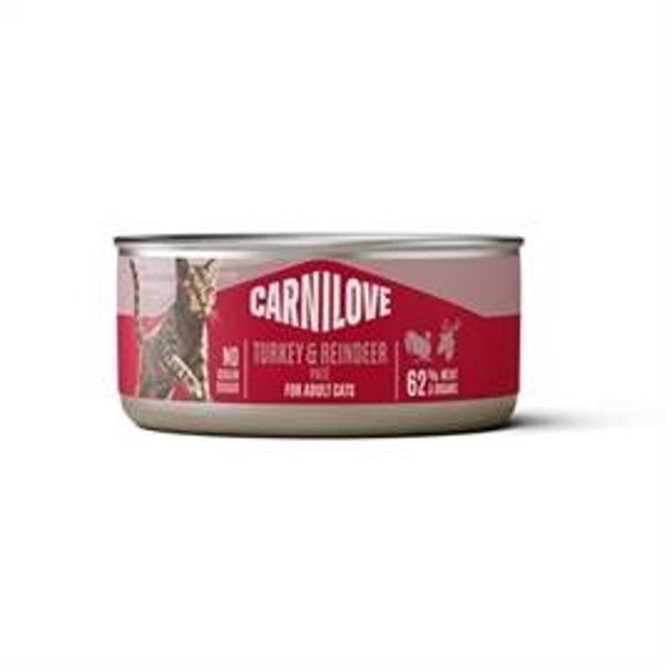Carnilove Kalkoen & Rendier Paté – Natvoer voor volwassen katten – 12 × 100 g