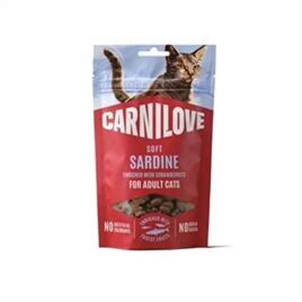 Carnilove Soft Sardine & Aardbei – zachte kattensnack – 50 g