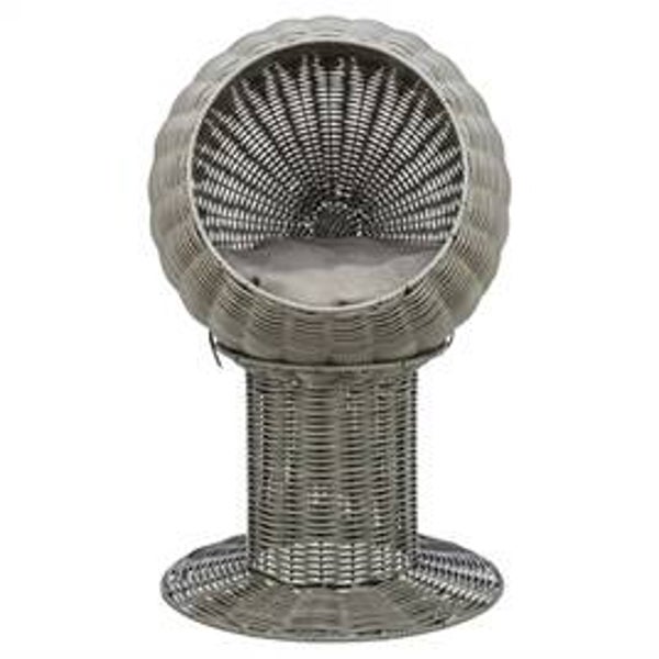 🐾 Trixie Amalia Kattenmand – Polyrattan Grijs – 42 × 42 × 70 cm