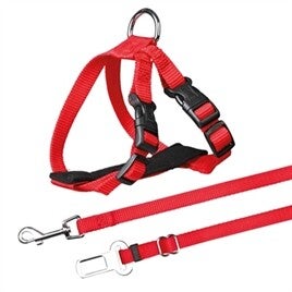 🐾 Trixie Autotuig voor Katten met Veiligheidsgordel – Rood