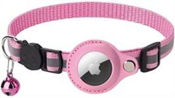 🐾 Croci Kattenhalsband met AirTag-houder – Roze