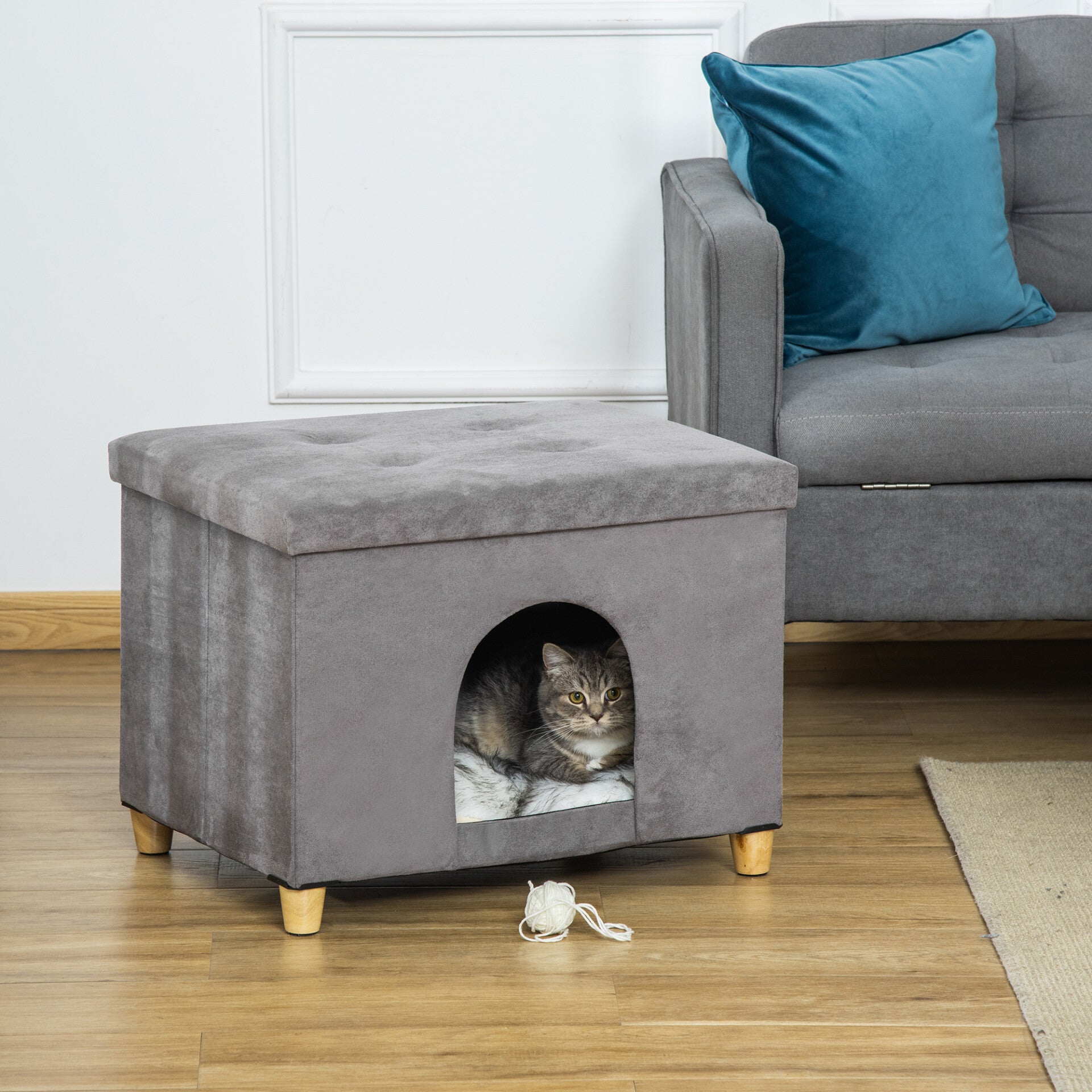 PawHut 2-in-1 Kattenhuis & Voetenbank – een plekje voor jullie allebei 🐱🛋️
