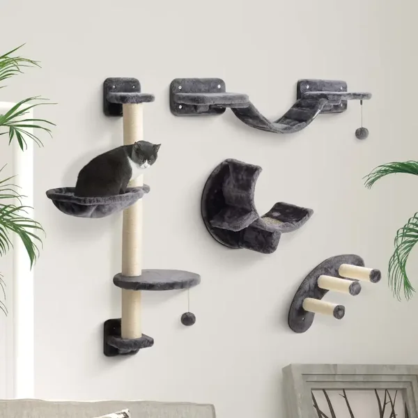 PawHut 4-delige Katten Klimwand – met hangmat, brug & klimstappen 🐾