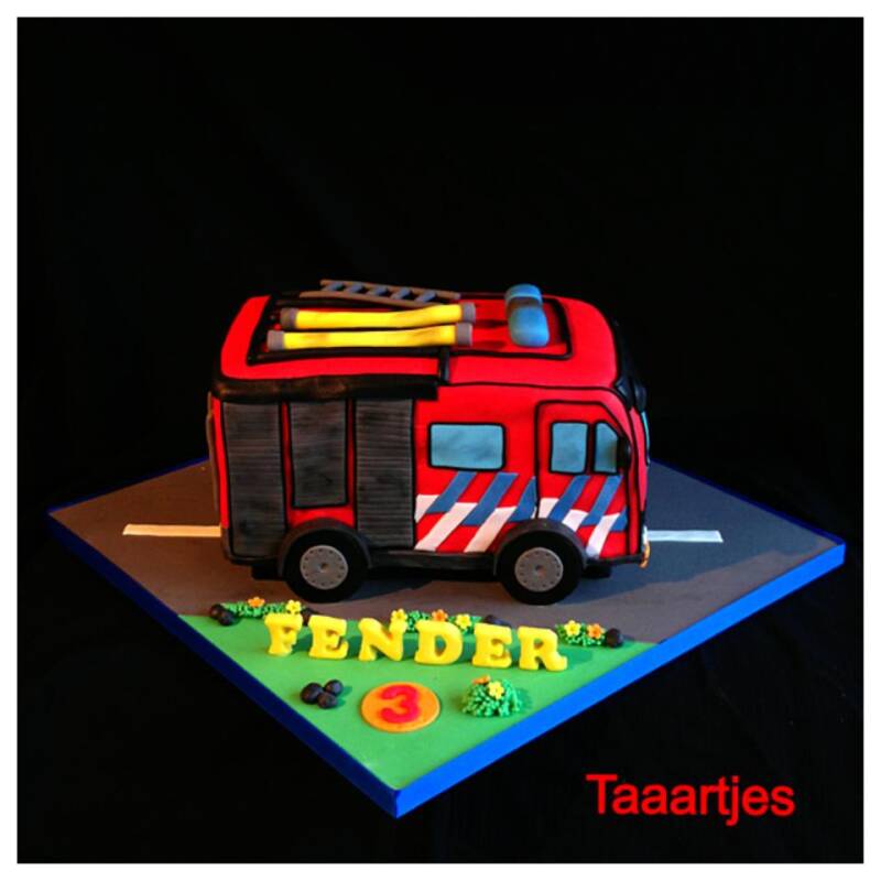 3d brandweerauto taart