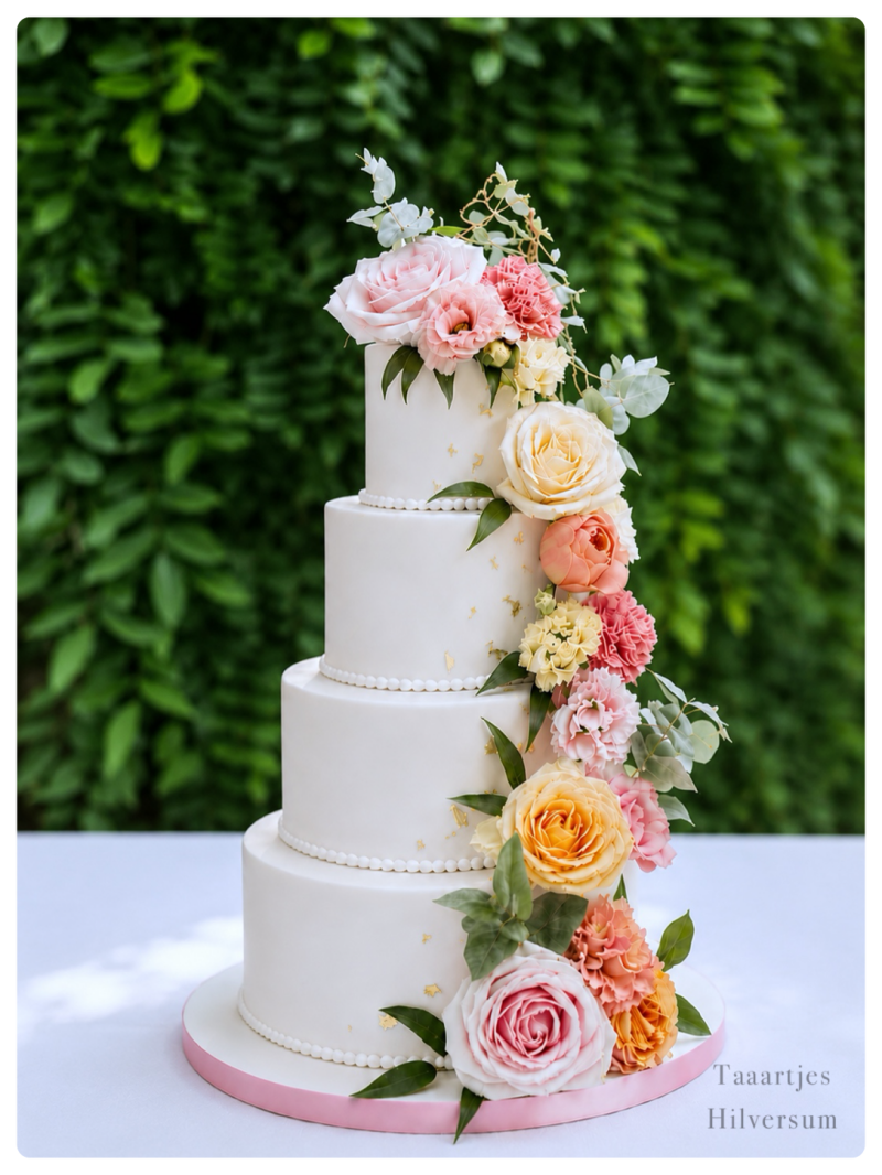 bruidstaart met bloemenboog loosdrecht sypesteyn