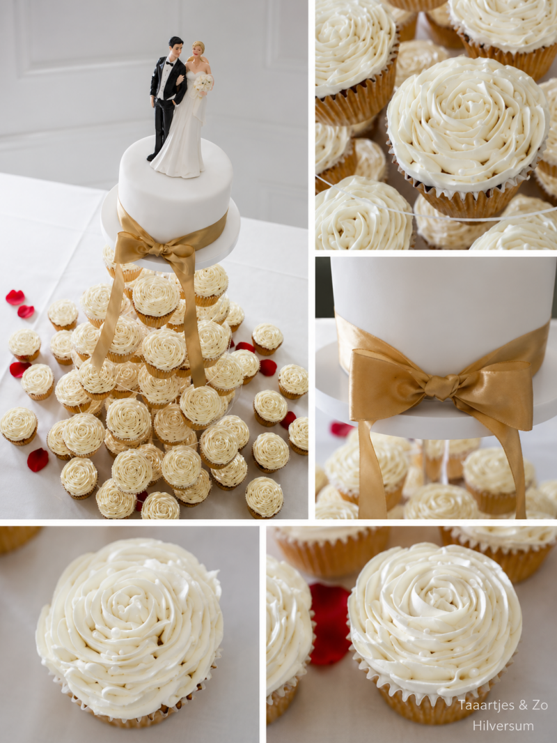 cupcake standaard roos en aansnijdtaartje