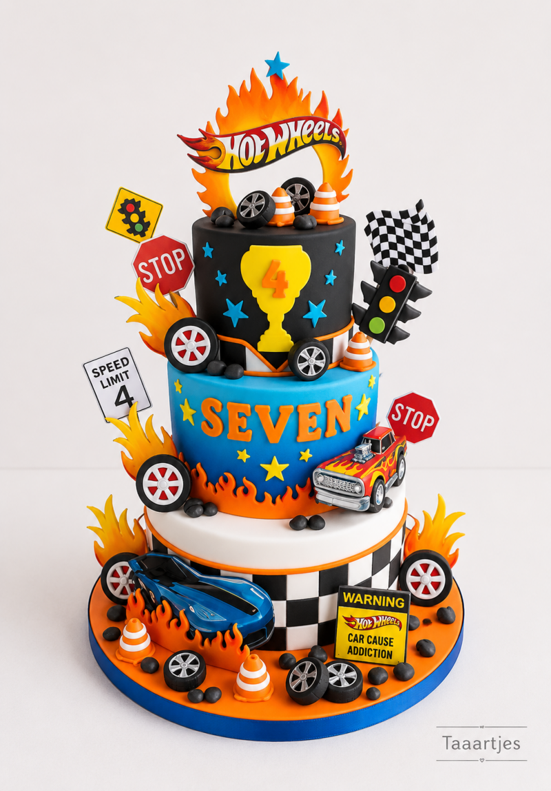 hot wheels thema verjaardagstaart