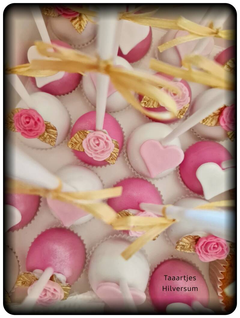 Roze goud wit cakepops