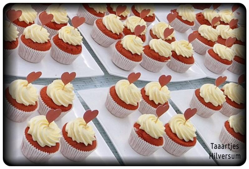 Red velvet Cupcakes hearts hartjesrose gold