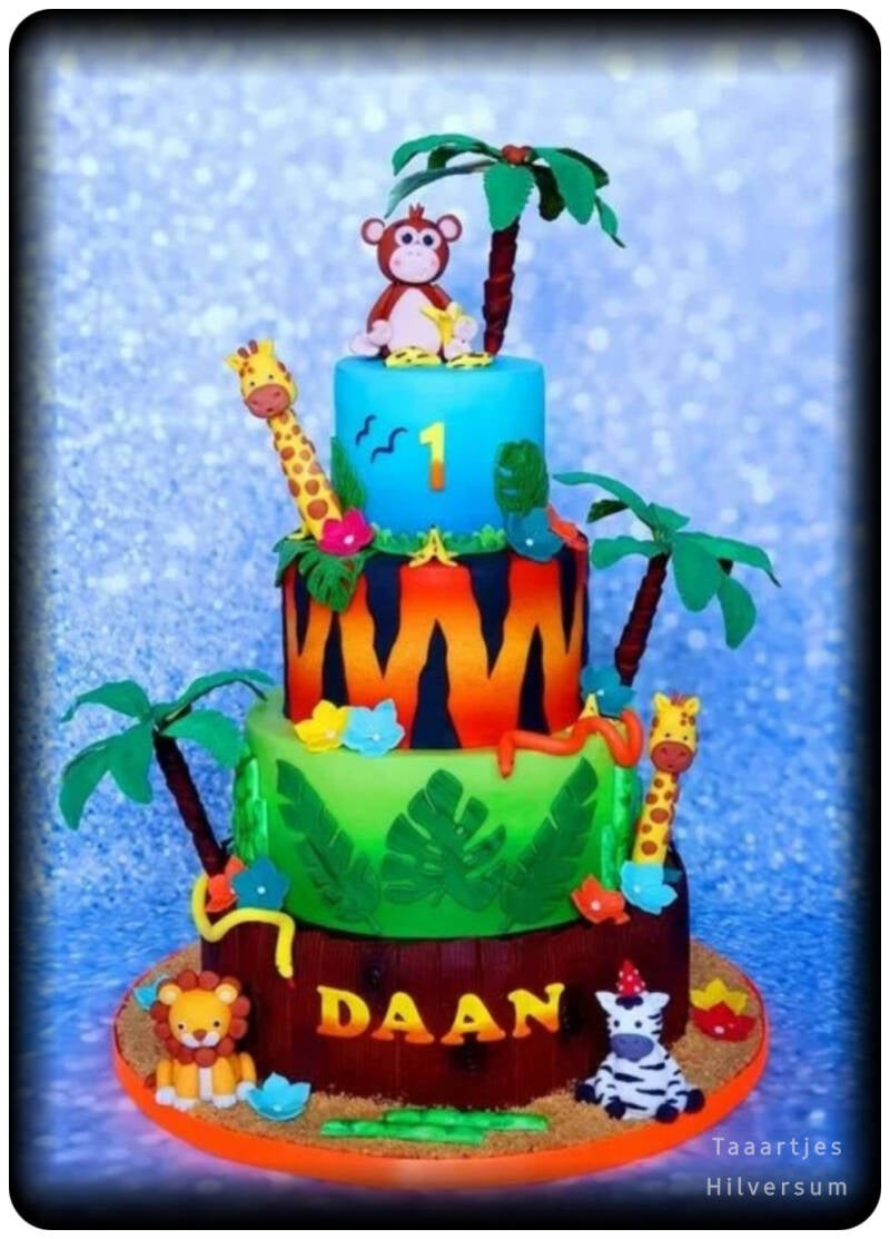 jungle taart cake met airbrush